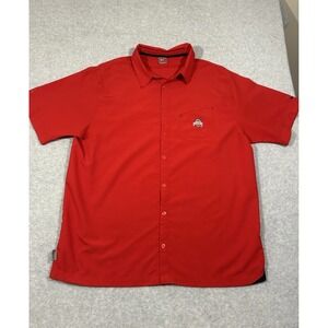 Nike Fit Ohio Buckeyes Men XLarge DriFit Authentic Team Button-Up Shirt Red Vent